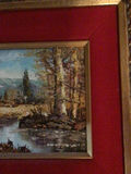 L Konn Framed landscape painting with red mat and gold frame - thumbnail 2 of 4