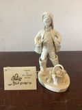 White ceramic cloaked figure with animal companions figurine - thumbnail 1 of 4