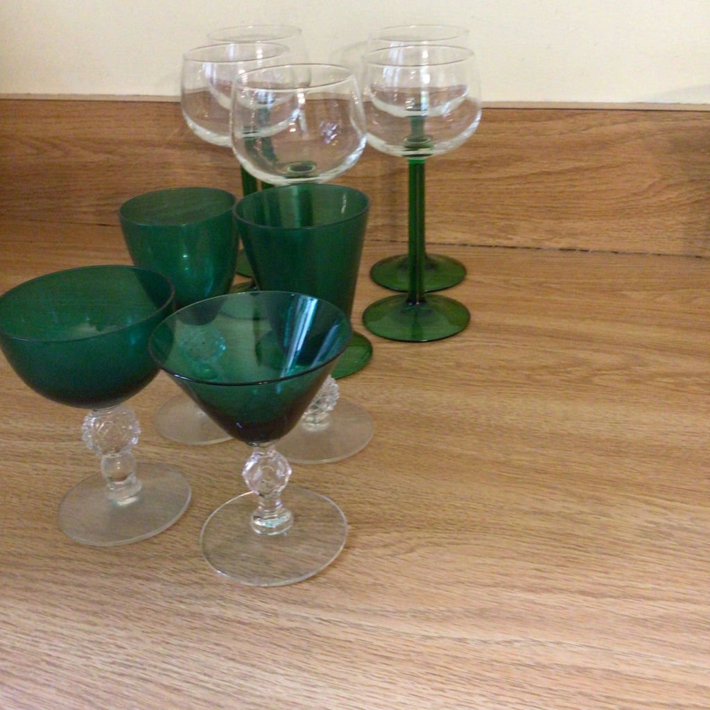 Green and Clear Glass Stemware Set - image 3 of 3