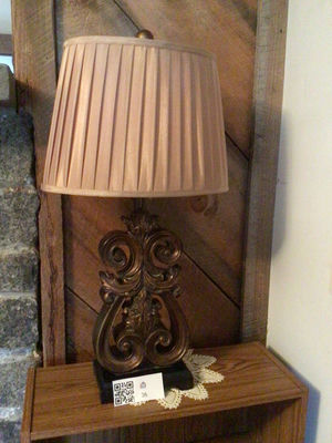 2 Ornate  table lamps  with pink pleated shade - Image 1 of 2