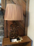 2 Ornate  table lamps  with pink pleated shade - thumbnail 1 of 2