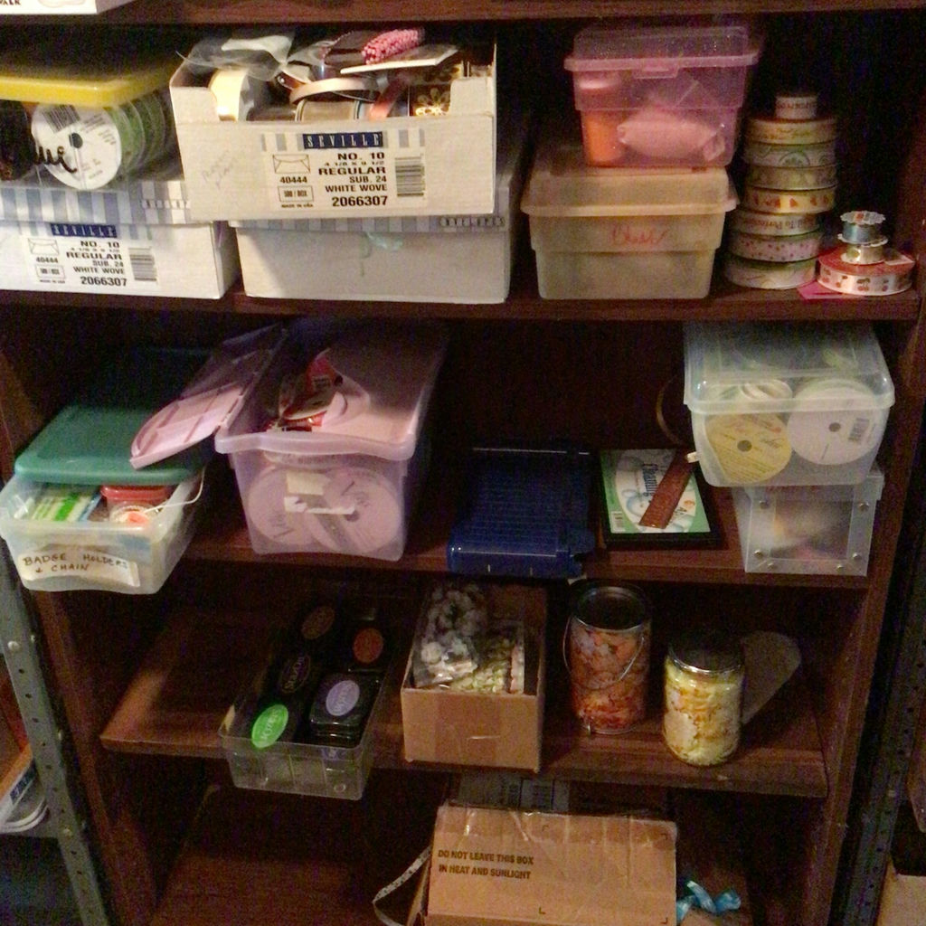 Assorted Craft Supplies and Storage on Shelves - image 1 of 4