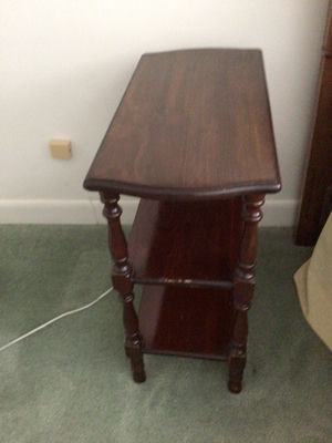 Dark wood three-tier end table - Image 1 of 2
