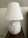 White ceramic table lamp with fabric shade - thumbnail 1 of 1