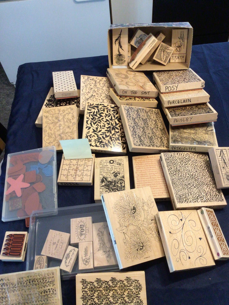 Assorted wooden stamp blocks with decorative patterns - image 1 of 6