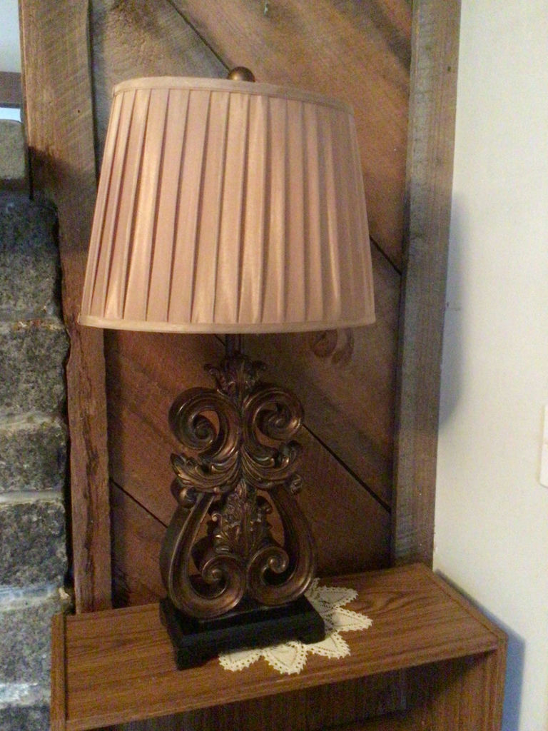 2 Ornate  table lamps  with pink pleated shade - image 2 of 2