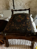 Vintage wooden foot stool and vintage footstool with floral upholstery - thumbnail 2 of 2