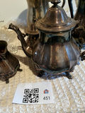 Vintage silverplate teapot set with lids and crystal weights - thumbnail 1 of 5