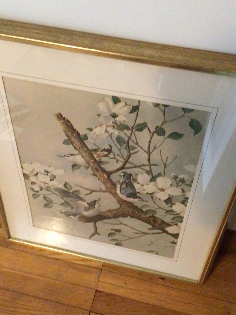 Framed bird and blossom artwork - image 2 of 4