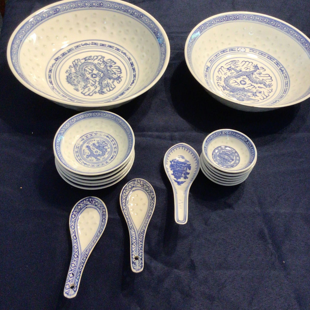 Assorted porcelain bowls, plates, spoons, and cups - image 1 of 2