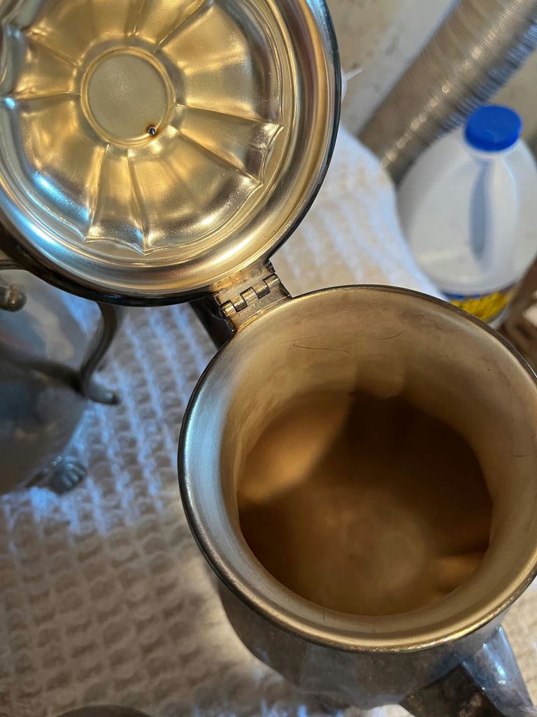 Vintage silverplate teapot set with lids and crystal weights - image 4 of 5