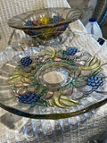 hand-painted glass fruit bowls on pedestals - thumbnail 5 of 5