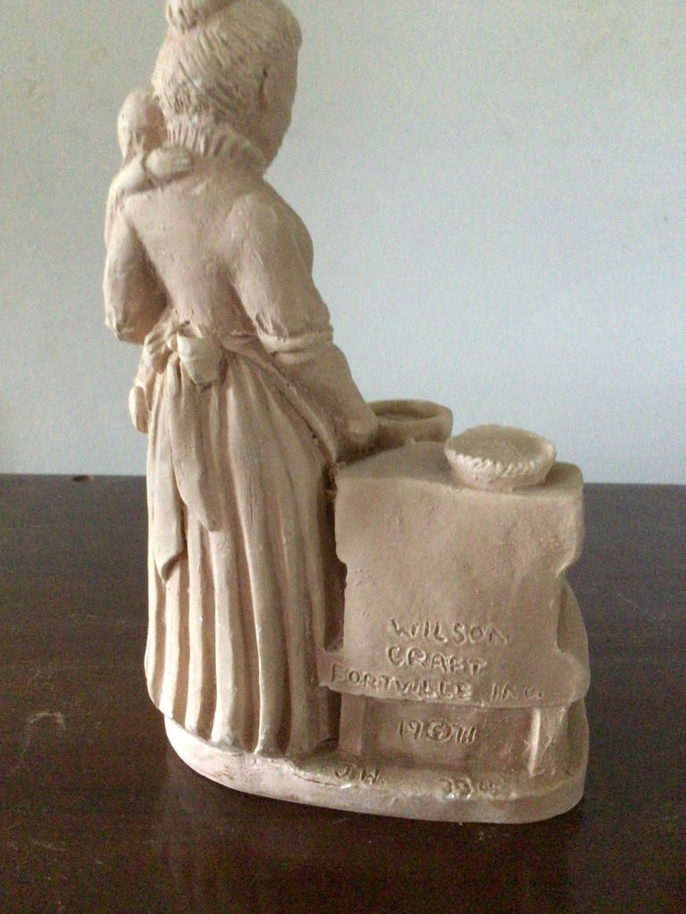 Willson Craft ceramic figurine with table scene and carved wooden panel - image 5 of 5