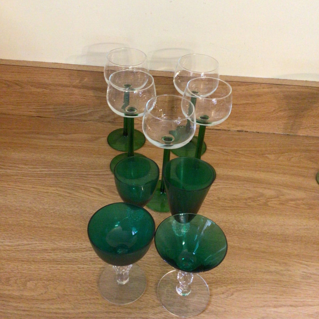 Green and Clear Glass Stemware Set - image 2 of 3