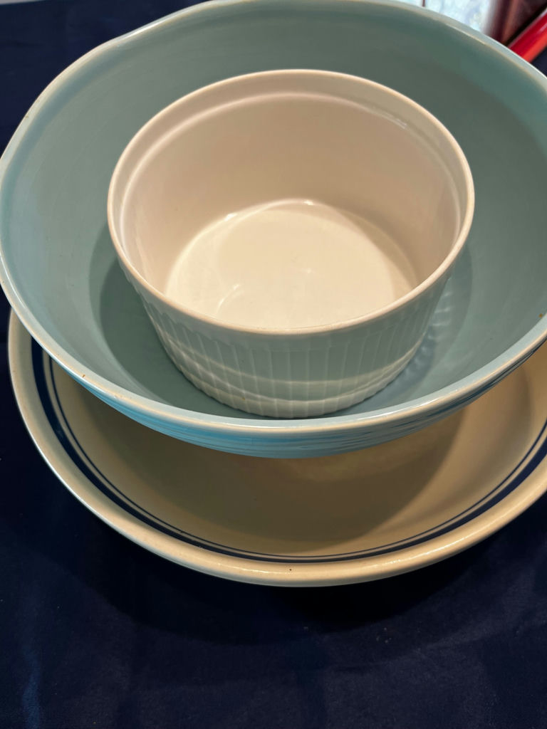 Ceramic bowls with blue trim - image 4 of 4