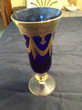 Blue cobalt glass goblet with gold trim - thumbnail 2 of 3