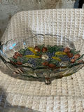 hand-painted glass fruit bowls on pedestals - thumbnail 3 of 5