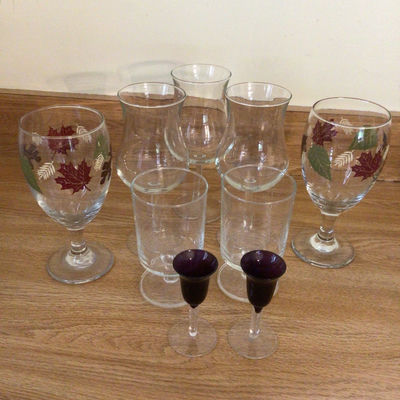 Etched leaf-glassware set (wine, highball, tumblers, and cordial glasses) - Image 1 of 1