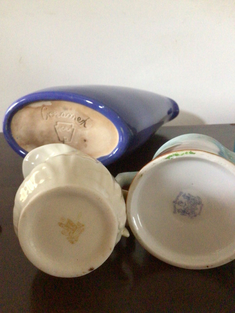 Assorted ceramic teaware: pitcher, mugs and creamers - image 3 of 5