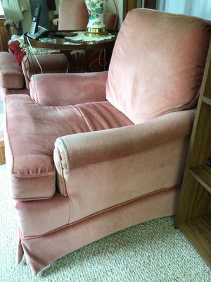 2 Pink Upholstered Armchairs - Image 1 of 2