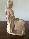 Willson Craft ceramic figurine with table scene and carved wooden panel - thumbnail 4 of 5