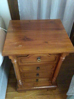 Wooden bedside cabinet with four drawers - Image 1 of 3
