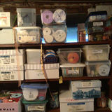 Shelf of assorted storage boxes and craft supplies - thumbnail 3 of 3
