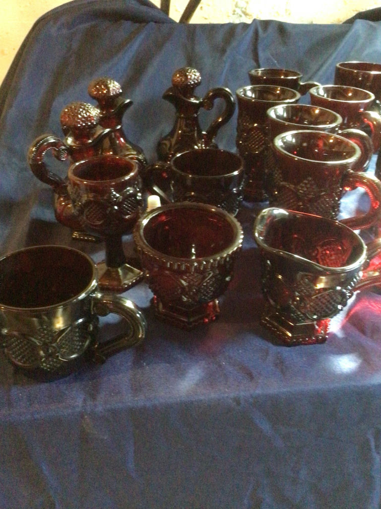 Cranberry glassware set: mugs, goblets, and decanters - image 2 of 4