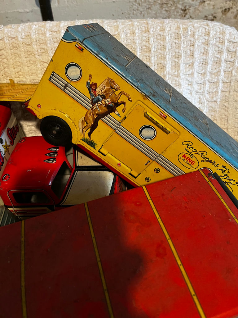 Collection of vintage tin toy vehicles - image 4 of 5