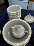 Harkerware blue-gray dinnerware set with braided edge - thumbnail 4 of 6