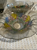 hand-painted glass fruit bowls on pedestals - thumbnail 2 of 5