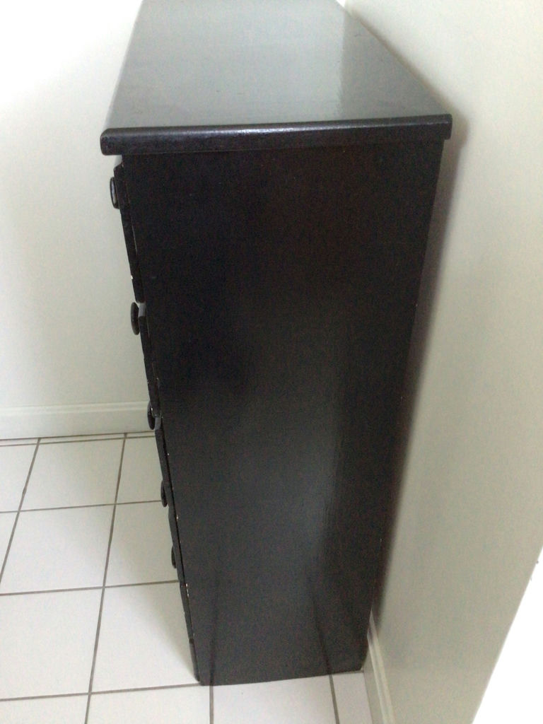 Black five-drawer dresser with floral rose decals - image 2 of 2