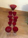 Red glassware set with martini glass and stemmed goblets - thumbnail 1 of 2
