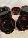 Cranberry glass dessert bowls and plates set - thumbnail 1 of 5