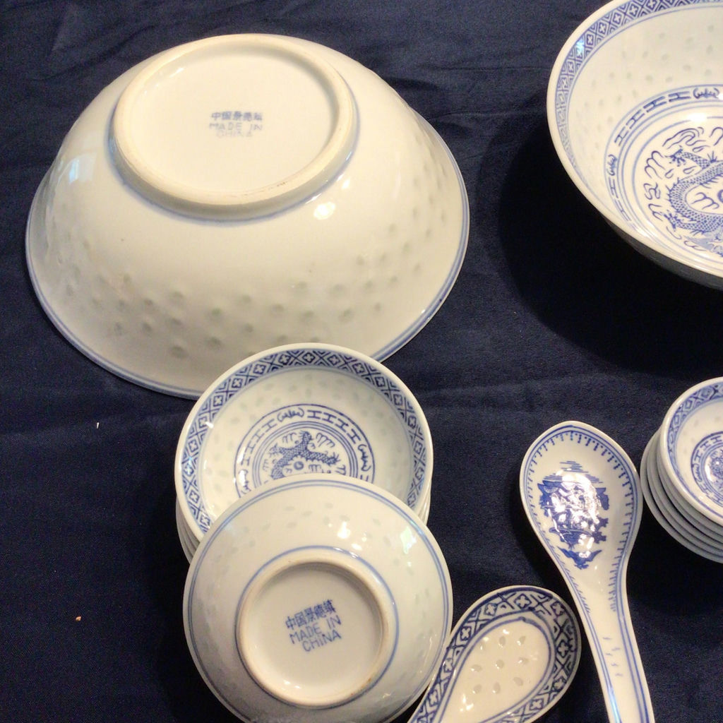 Assorted porcelain bowls, plates, spoons, and cups - image 2 of 2