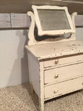Doll size White wooden vanity dresser with mirror - thumbnail 2 of 2
