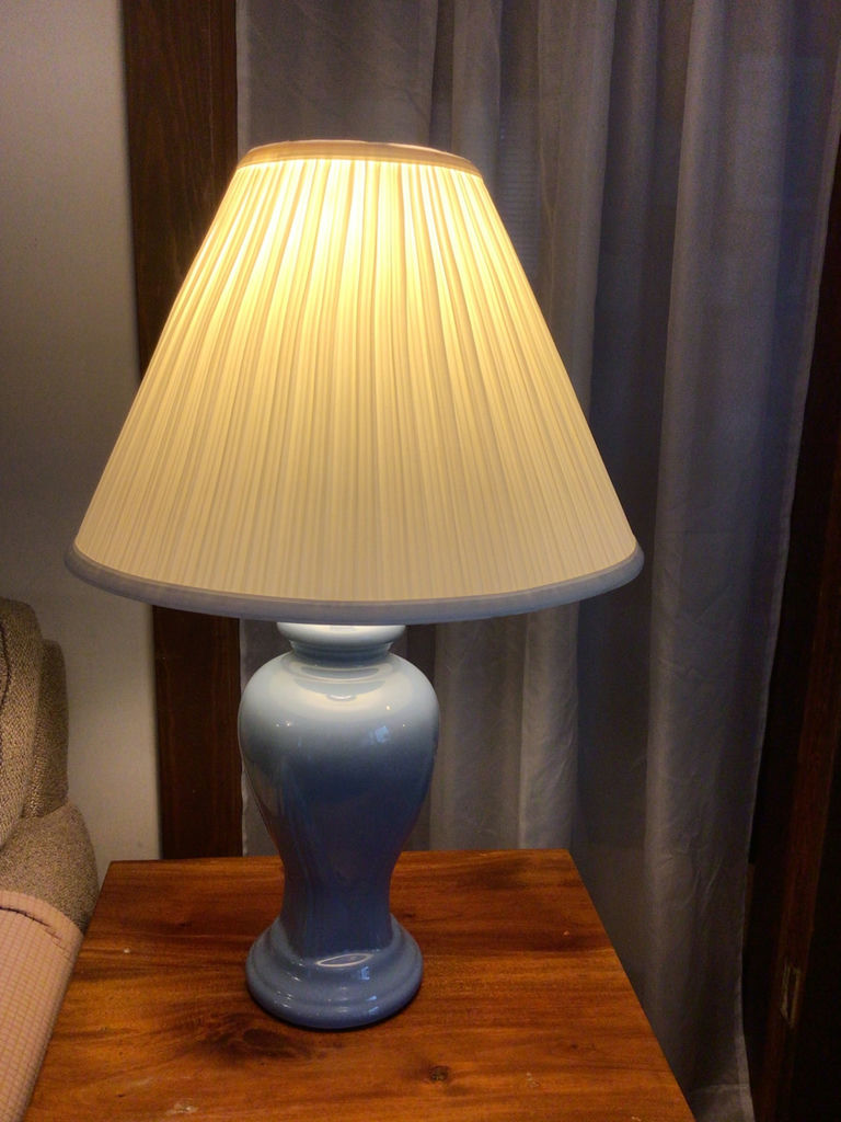 2 Blue ceramic table lampsd with pleated shade - image 2 of 2