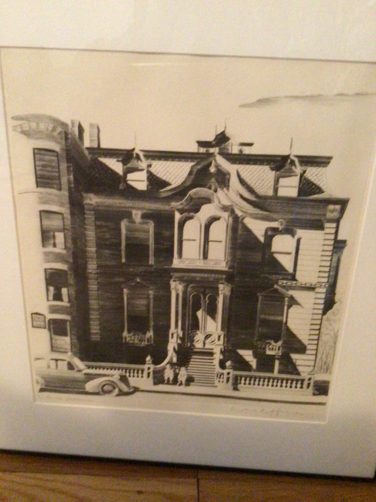 Framed black-and-white print of a Victorian mansion - image 2 of 3