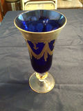 Blue cobalt glass goblet with gold trim - thumbnail 3 of 3