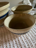 Ceramic bowls with blue stripes and an ornate creamer - thumbnail 2 of 3