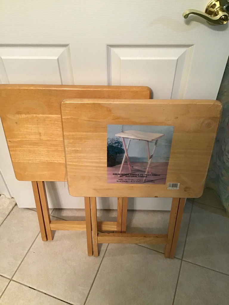 Set of Two Folding Wooden Tray Tables - image 1 of 1