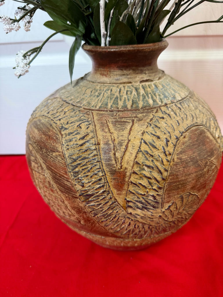 Decorative Ceramic Vase with Artificial Floral Arrangement - image 2 of 2