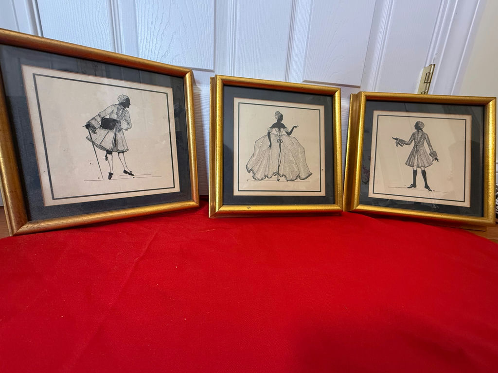Set of Three Framed Black and White Costume Illustrations - image 4 of 6