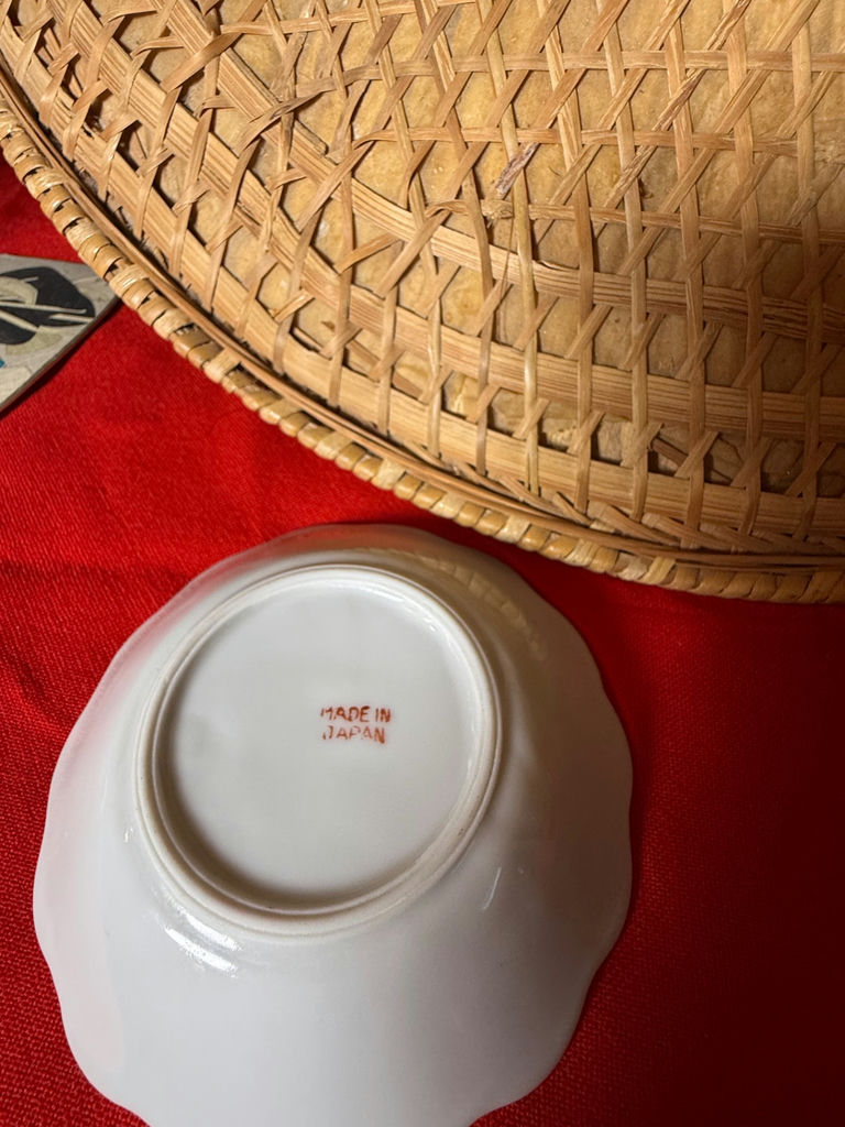 Woven Asian Hat, Decorative Fan, and Porcelain Bowl - image 4 of 5