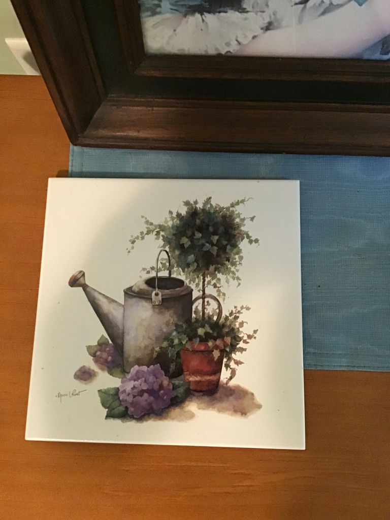 Framed Portrait Print and Decorative Floral Tiles - image 2 of 4