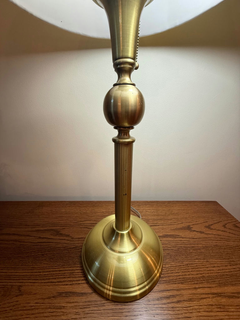 Brass Table Lamp with Pleated Shade - image 3 of 4