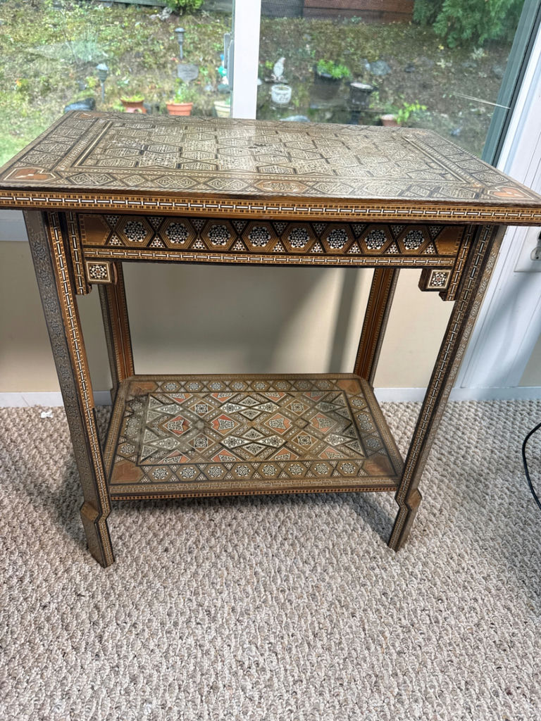 Decorative Inlaid Wood Side Table - image 1 of 3