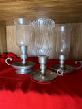 Set of Three Pewter and Glass Candle Holders - thumbnail 1 of 3