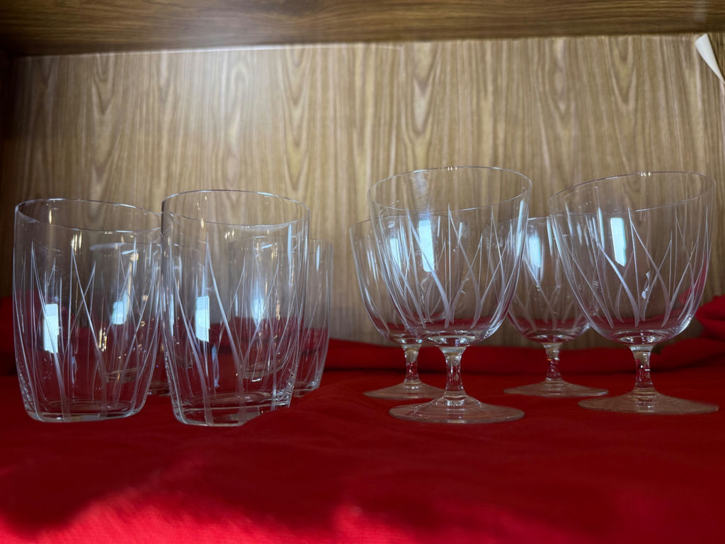 Set of Etched Glass Tumblers and Stemmed Glasses - image 2 of 2