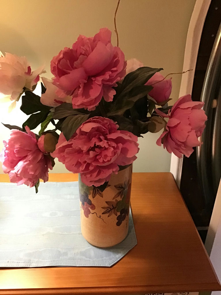 Table Lamp and Floral Arrangement in Vase - image 2 of 3